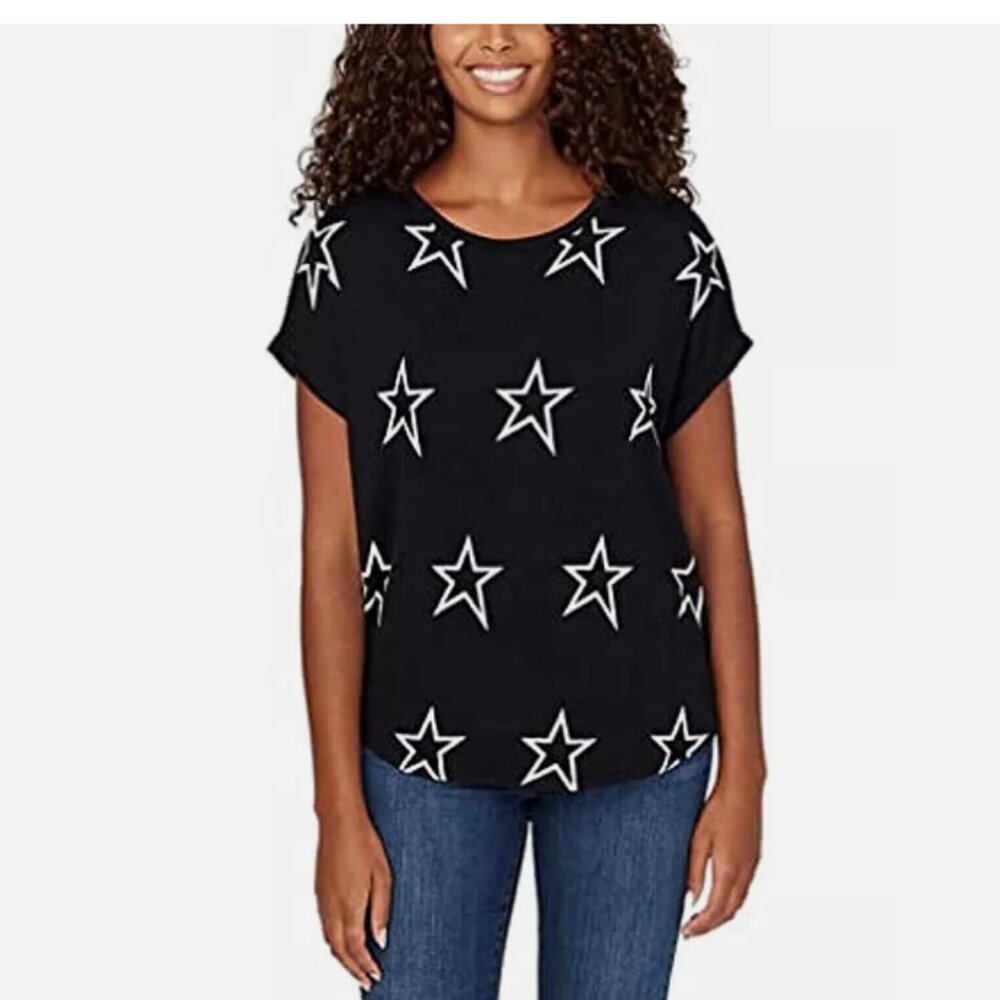 Buffalo Women's Super Soft French Terry Short Sleeve Crew Neck Top Relaxed